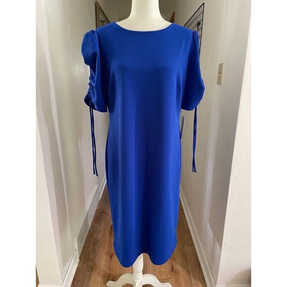 NWT Shelby & Palmer Royal Blue Ruched Sleeve Dress - Picture 1 of 6